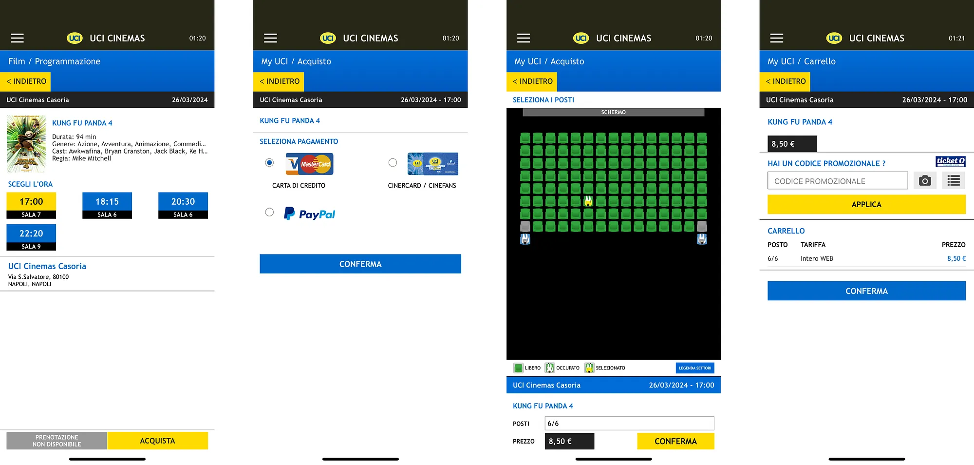 Screens related to payment method