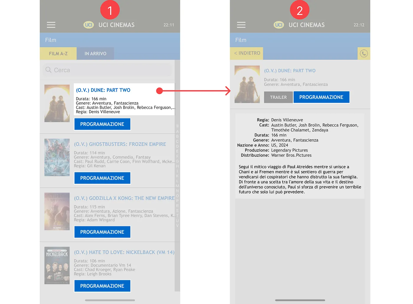 Redundant elements like Programmazione button